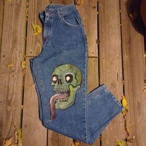 Hand painted zombie jeans